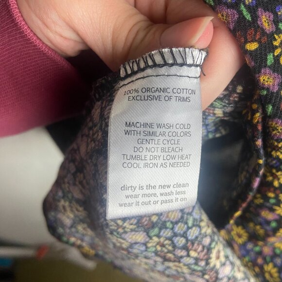 Toad and Co Size L Manzana Long Sleeve Peasant Top Organic Cotton Ditzy Floral - Picture 5 of 9